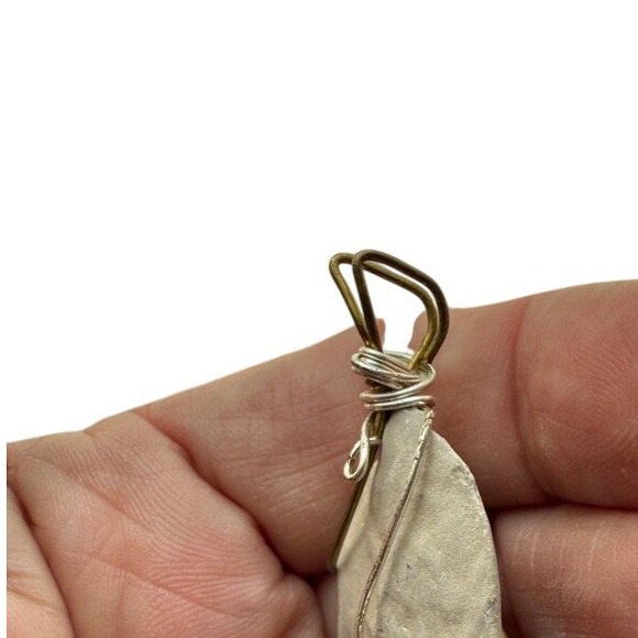 Stone Pendant Necklace Wire Wrapped Boho Rock Pendant Jewelry - Picture 3 of 3